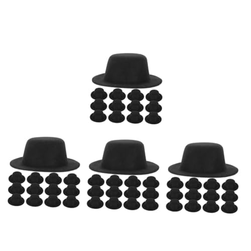 ABOOFAN 80 Stck. Mini Dekorationshut Mini-Zylinder-Miniatur Zierkappen Schneemann-Hut-Ornamente Schneemannmützen Schneemann-Bastelmütze kleine Hüte für Puppen Stoff Schwarz von ABOOFAN