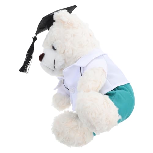 ABOOFAN Abschlussbär im Doktorlook Flauschiges Plüschspielzeug für Graduierung Perfektes für Medizinstudenten Niedliches Erinnerungsstück und Foto Weiß und Grün von ABOOFAN