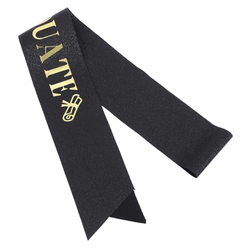 ABOOFAN Abschlussfeier-Träger Schulterband für den Abschluss Abschlussschärpe selber machen Angebot der Abschlussfeier Senior Sash Abschluss Requisiten Studentenschärpe Satin Schwarz von ABOOFAN