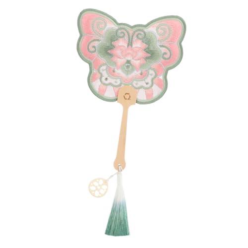 ABOOFAN Bestickter Lotus Handfächer mit Holzgriff Traditionelles Design für Sommerdekorationen und Sammlerstücke Artisan von ABOOFAN