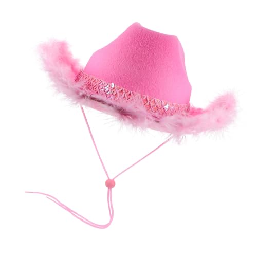 ABOOFAN Cowboyhut für Frauen Verstellbar Western Stil mit Kinnband für Partys Karneval und Cosplay Wiederverwendbar und Robust Vielseitig Einsetzbar von ABOOFAN