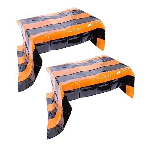 ABOOFAN Halloween Tischläufer Tischdecke 2 Stück Schwarz Orange aus Weichem PET Material Geeignet für Zuhause Buffet Desserttisch Party Dekoration Lustiges Muster für Halloween Atmosphäre von ABOOFAN