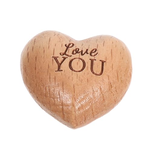 ABOOFAN Handgefertigtes Herzförmiges Beechholz Schnitzkunstwerk Graviertes Love You Design Langlebiges Holz Dekorationsstück für Valentinstag Hochzeit Geschenkbox von ABOOFAN