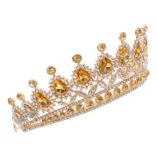 ABOOFAN Hochwertige Brautkrone Sparkling Tiara mit Strass Leichtes Prinzessin Diadem für Hochzeit Party Cosplay und Geburtstagsfeier Kopfstück in Gold und Champagner von ABOOFAN
