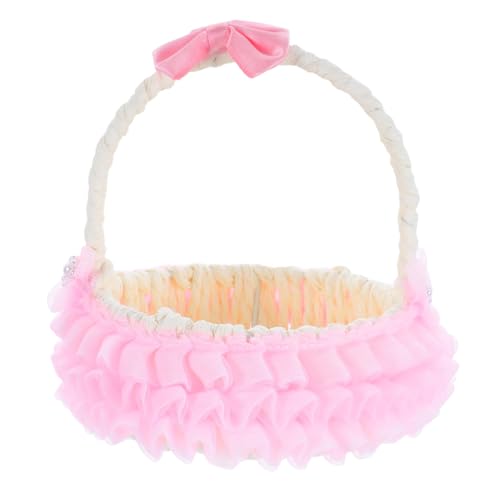 ABOOFAN Hochzeitskorb aus Handgewebtem Material mit Griff Eleganter Blumenkorb für Zeremonien Diy Dekoration und Süßigkeitenaufbewahrung für Blumenkinder und Hochzeitsfeiern Vielseitig von ABOOFAN