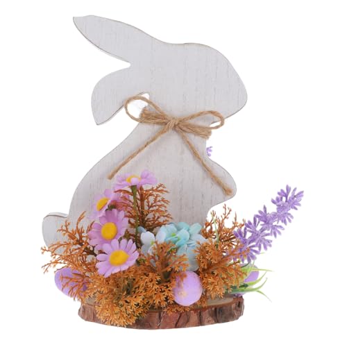 ABOOFAN Osterhase Holzfigur Handgefertigte Tischdekoration im Ländlichen Stil für Österliche Wohnraumgestaltung und Rustikale Osterdeko für Feiertage und Festlichkeiten von ABOOFAN