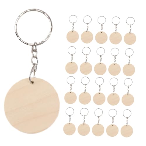 ABOOFAN Runde Holzscheiben Schlüsselanhänger Unfertige Holzstücke für DIY Dekoration Robuste Schlüsselringverbinder für Handbemalung und Kreative Projekte von ABOOFAN