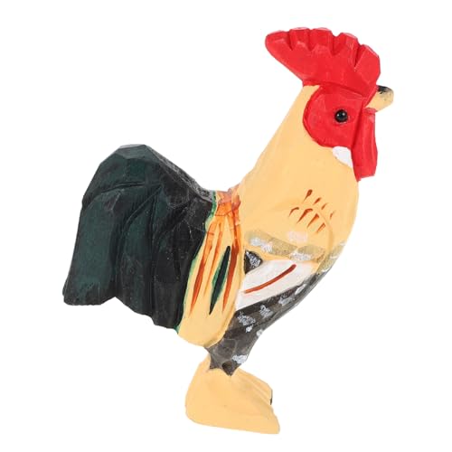 ABOOFAN Schnitzereien Aus Holz Hahn Schmuck Hahn Für Desktop-Handwerk Hahnfiguren Holzgeschnitzte Statuen Holzfigur Dekoration Hahn-holzstatue Holztierfigur Hahnstatue Gelb Hölzern von ABOOFAN
