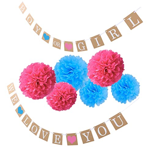 ABOOFAN Shower Party Dekoration Papierblumen Set mit Banner und Papierblumenbällen Geburtstagsdeko für Mädchen Begrüßung Girlande Langlebig und Farbecht von ABOOFAN