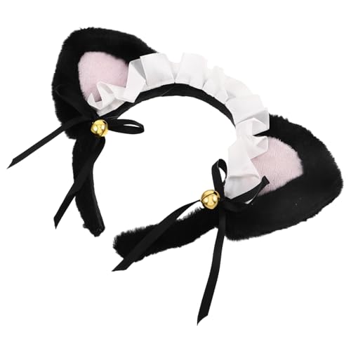 ABOOFAN Spitzen-Katzenohr-Stirnband Mädchen Haarzubehör Dienstmädchen Kostümzubehör Haarschmuck für Tierohren Rollenspielstirnband Bowknot -Kopfbedeckung Haarschmuck für Party Kunstwolle von ABOOFAN