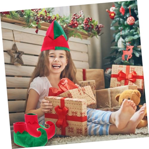 ABOOFAN Weihnachtskostüm Set Elfenmütze und Schuhe Weicher Einfach Anzuziehen Festliches Cosplay Outfit für Party Fotografie Geburtstagsfeier und Weihnachtsfeier von ABOOFAN