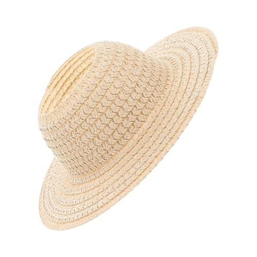 ABOOFAN Woven Mini Strohhut für Puppenhaus DIY Handgefertigt Leicht Atmungsaktiv Sommeraccessoire mit Stoffdekor für Puppenkostüme und Bastelprojekte von ABOOFAN
