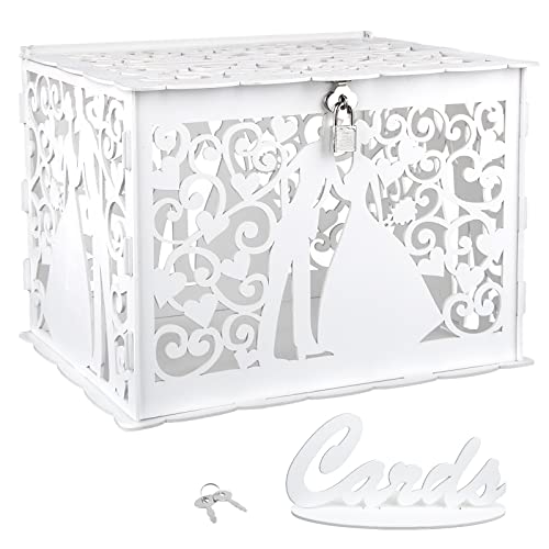 ABSDON Hochzeit Geschenkkarten Box mit Schloss Schlitz, Vintage Holz Kartenbox Karten Geld Box Briefbox für Hochzeiten, Geburtstag, Babypartys, Jahrestag ABSDON Hochzeit Geschenkkarten Box mit Schloss Schlitz, Vintage Holz Kartenbox Karten Geld Box Briefbox für Hochzeiten, Geburtstag, Babypartys, Jahrestag von ABSDON