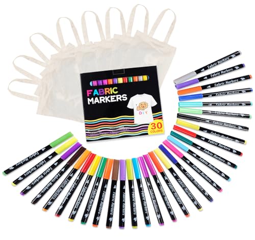ABSOFINE 30 Textilstifte Waschmaschinenfest, Textilmalstifte Stoffmalfarben Waschfest Mit 8 Stofftaschen,Stoffmalstifte Textilfarbe Textilmarker für T shirt Stoffbeutel zum Bemalen Hüte Stoff Basteln ABSOFINE 30 Textilstifte Waschmaschinenfest, Textilmalstifte Stoffmalfarben Waschfest Mit 8 Stofftaschen,Stoffmalstifte Textilfarbe Textilmarker für T shirt Stoffbeutel zum Bemalen Hüte Stoff Basteln von ABSOFINE