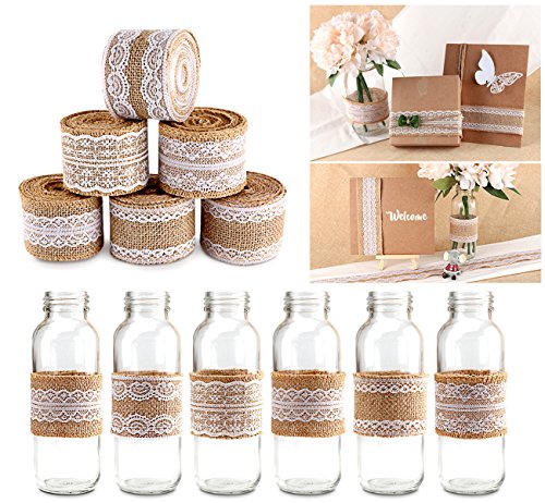 Absofine Vintage Leinwand Natürliche Sackleinen Spitzeband Rolle mit Weisse Spitzen Hessische Jute Band Handwerk Farbband für Handwerk Hochzeit DIY Scrapbook Haus Deko Absofine Vintage Leinwand Natürliche Sackleinen Spitzeband Rolle mit Weisse Spitzen Hessische Jute Band Handwerk Farbband für Handwerk Hochzeit DIY Scrapbook Haus Deko von ABSOFINE