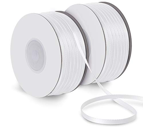 Absofine Satinband 150M Doppelsatinband weiß 3mm Schleifenband Geschenkband Hochzeit Dekoband Geschenkband Antennenband von ABSOFINE