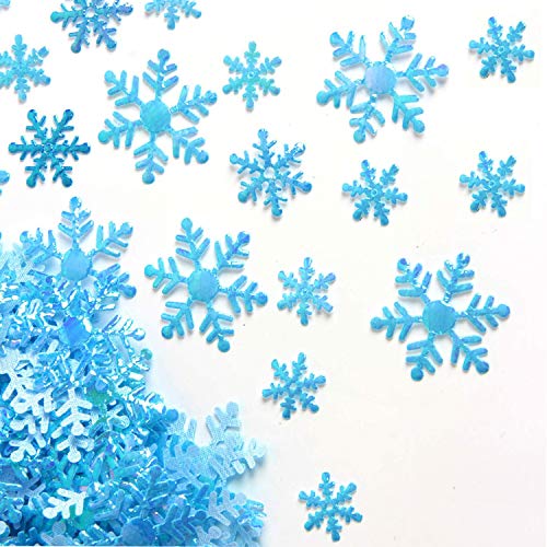 3 Größen Schneeflocken Konfetti Dekorationen Weihnachten Schneeflocke für Weihnachten Hochzeit Geburtstag Urlaub Party Tischdekorationen Supplies blau mit irisierendem Finish (800 Stück) von ABSOK