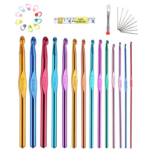 Häkelnadel-Set – 14 Größen Aluminium Ergonomische Stricknadeln Kit mit Etui Weben Garn Bastelset Häkelnadel Stricknadel Bestes Geschenk für Frauen Mädchen Häkelnadel-Set – 14 Größen Aluminium Ergonomische Stricknadeln Kit mit Etui Weben Garn Bastelset Häkelnadel Stricknadel Bestes Geschenk für Frauen Mädchen von ABSOK