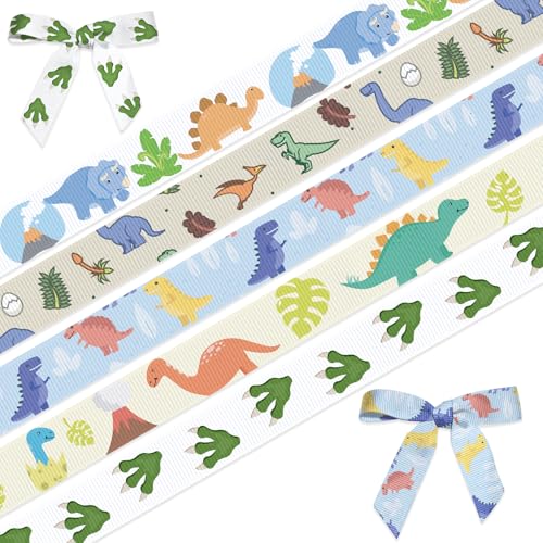 ABTOLS 5 Rollen 22 Meter Dinosaurier-Bänder, 0,95 cm, bunt, Cartoon-Dinosaurier-Bänder, Tier, dekoratives Ripsband, Frühlingsband für Geschenkverpackungen, Handwerk, Schule, Klasse, Party ABTOLS 5 Rollen 22 Meter Dinosaurier-Bänder, 0,95 cm, bunt, Cartoon-Dinosaurier-Bänder, Tier, dekoratives Ripsband, Frühlingsband für Geschenkverpackungen, Handwerk, Schule, Klasse, Party von ABTOLS
