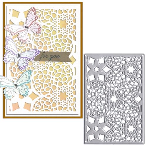 ABTOLS Metall-Stanzformen mit Blumen-Hintergrund, rechteckiger Rahmen, Prägeschablonen für Karten, Scrapbooking und Bastelalbum, Papierkarten-Dekoration von ABTOLS