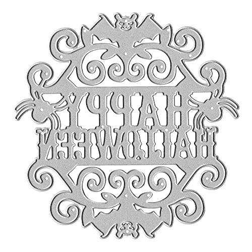 Metall-Stanzformen mit Fledermaus-Motiv, Happy Halloween Buchstaben, Prägeschablonen für Karten, Scrapbooking und Bastelarbeiten von ABTOLS