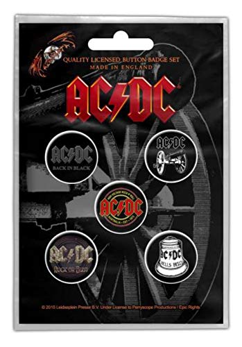 AC/DC Schwarz Kunststoff Nähknopf, 5 Stück AC/DC Schwarz Kunststoff Nähknopf, 5 Stück von AC/DC