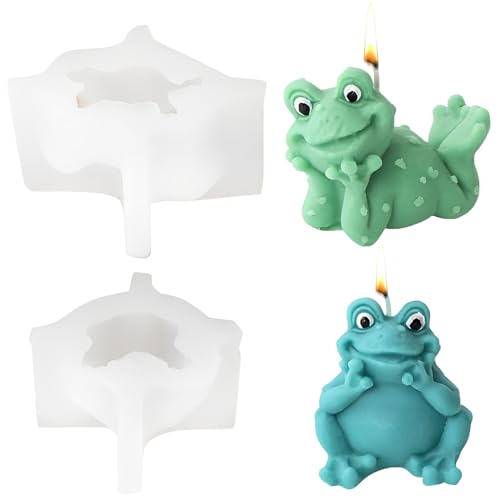 ACAREY 3D Yoga Frosch Silikonform Kerzenform Seifenform Frosch Silikonform Do Not Listen Talk or Look for Frog Candle Mold 3DSilikon Formen Tier Backform für Tortendeko, Schokolade, Seife (A+B) von ACAREY