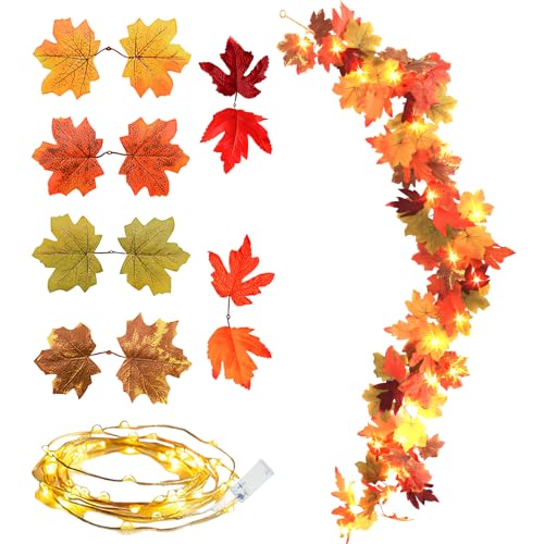 ACAREY Herbstdeko Lichterkette LED Herbstgirlande Aus Herbstblätter, 175cm Ahornblätter Herbst Dekoration Lichterkette Für Innen & Draußen Deko, Herbstdeko Hängend Girlande Herbst Für Tischdeko (B) von ACAREY