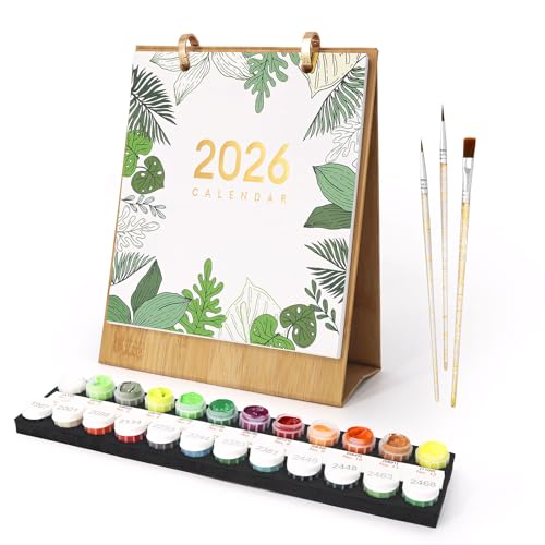 ACAREY Malen Nach Zahlen Kalender 2026 DIY Wandkalender Mit Pinseln Acrylfarbe, Painting by Number Calendar Für Geschenke Und Kreativprojekte (B) von ACAREY