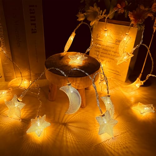 ACAREY Ramadan Deko Lichterkette 3M 20 LED Stern Mond Lichterkette Für Eid Mubarak Dekoration, LED Lichterkette Batteriebetrieben für Muslim Ramadan, Außen Innen Garten Party Deko ACAREY Ramadan Deko Lichterkette 3M 20 LED Stern Mond Lichterkette Für Eid Mubarak Dekoration, LED Lichterkette Batteriebetrieben für Muslim Ramadan, Außen Innen Garten Party Deko von ACAREY