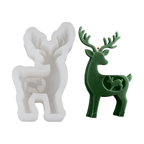 ACAREY Weihnachten Silikonformen Gießformen Deko, Weihnachtsmann Elch Silikon Form Kerzenformen Teelichthalter, Basteln Backformen Gips Heimdekorationen Geschenk (B) von ACAREY