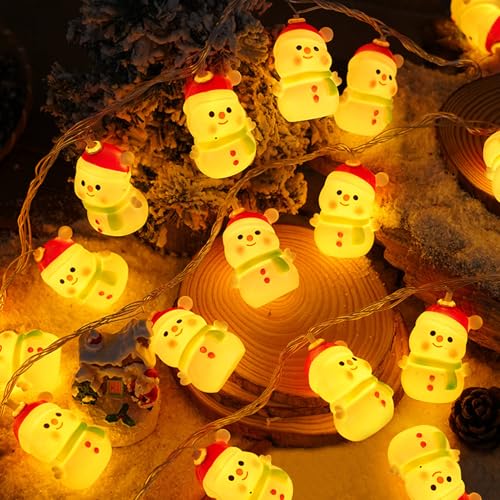 ACAREY Weihnachtsdeko Schneemann Lichterkette Innen Batterie, Weihnachten Lichterkette 3M 20 LEDs, Weihnachtsbaum Lichterkette Für Weihnachten Hochzeit Party Schlafzimmer (Schneemann) von ACAREY