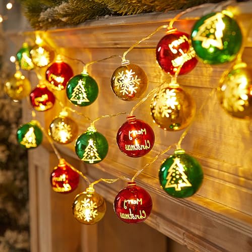 ACAREY Weihnachtsdeko Weihnachtsstern Lichterkette 1.5M Weihnachtskugeln Lichter mit 10 LEDs, Christbaumkugeln Stern Lichterkette für Christbaumschmuck, Weihnachtsfeier, Weihnachtsdeko Fenster von ACAREY