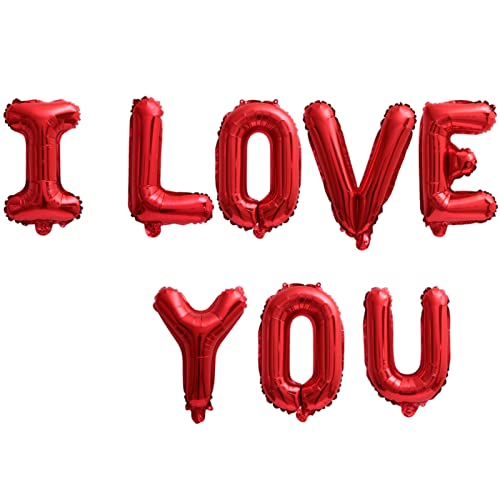 Buchstaben-Luftballons mit Aufschrift "I Love You", 40,6 cm, für Valentinstag, Weihnachten, Konfession, Heiratsantrag, Hochzeitsgeschenk, aufblasbare Partyballons für Kinder und Erwachsene (rot) von ACAREY
