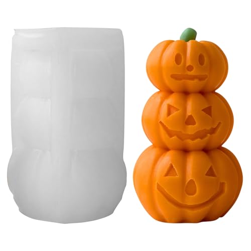 Halloween Hexenhut Kürbis Kerzen Silikonform, 3D Zwergenfiguren Kerzen Formen Silikon, Geist Kerzenform Gießform Aromatherapie Kerzen, Halloween Herbst Deko (12) von ACAREY
