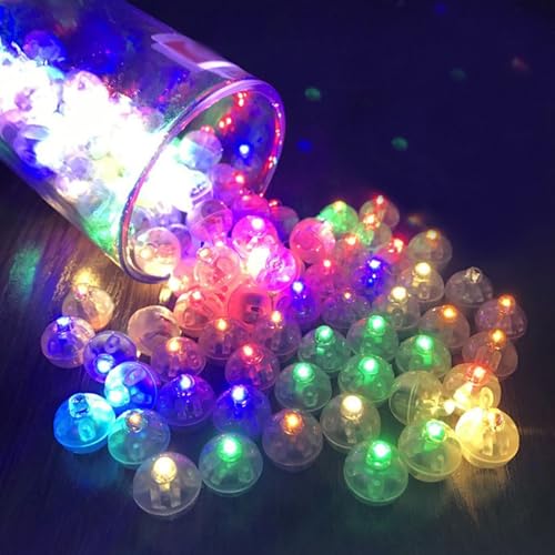 LED Ballonlichter, LED Ballons Lichter Silvester Deko Mini Bunte Runde Led Ballons Lichter LED Laternenlichter Party Luftballon Lichter Dekoration für Hochzeit, Neujahr, Geburtstag (100 Stück Bunt) von ACAREY