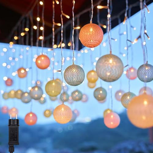 Lichtervorhang Innen, LED Lichterkette 3M 96 LED kugeln Lichterketten Vorhang Dimmbar, 8 Modi Wasserdicht Led Vorhang für Zimmer Party Hochzeit Terrasse Frühlings Ostern Deko (C) von ACAREY