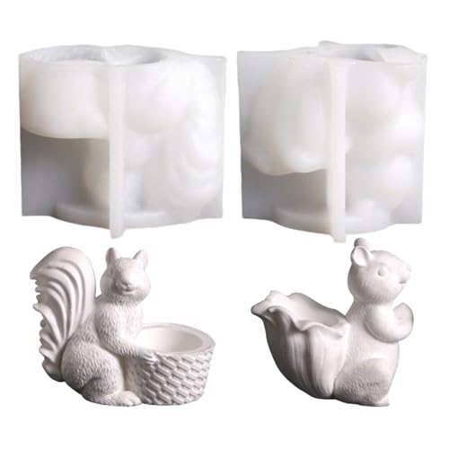 Niedliche Eichhörnchen Rucksack Silikon Gießform Aufbewahrungsbox für Kreative Kerzen und Deko Hochwertige 3D Form für Herbstdeko Bastelprojekte (01+02) von ACAREY
