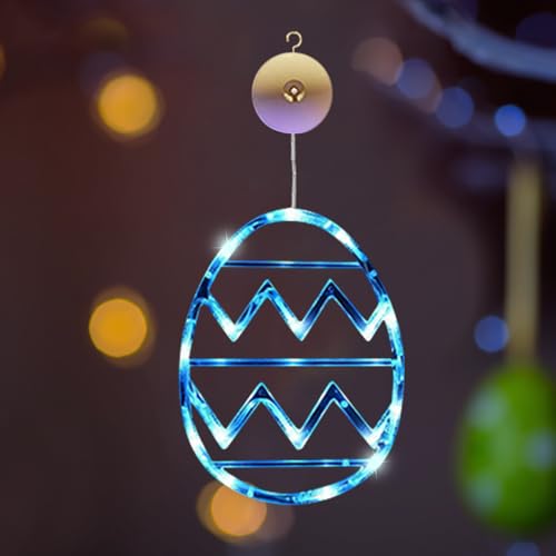 Osterdeko LED Fenster Licht Ostern Deko Lichterkette Ostereier zum Aufhängen Lichterkette, LED Lichterkette Fenster Beleuchtung Batteriebetrie mit Saugnäpfe, Osterdeko Für Draußen & Innen (Blau) von ACAREY