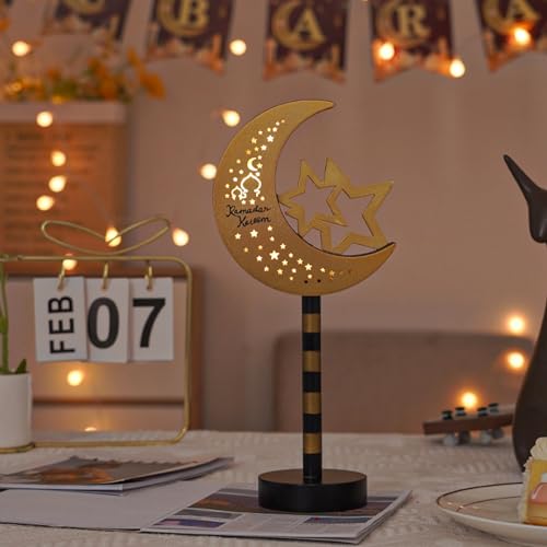 Ramadan Deko Lampe, LED Ramadan Dekoration Lampe, Eid Mubarak Deko Lichter Mond Stern Dekoration, Deko Ramadan Beleuchtung Eid Nachtlicht Für Muslimische Dekoration, Geschenke für Frauen (Mond) von ACAREY