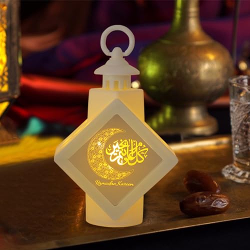 Ramadan Deko Laterne, Ramadan Dekoration Kerzen Lampe Windlicht, Eid Mubarak Dekoration Laterne Tischlaterne für Innen Dekoration, Draußen, Gartendeko (Weiß) von ACAREY