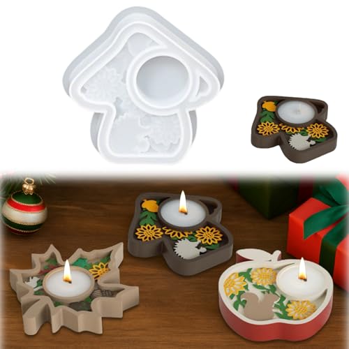 Silikonformen Gießformen Herbst, Apfel Gießformen Silikon Kerzenhalter, Gießform Silikon Tablett, Teller Silikonform Herbst Für Kerzenhalter, Giessformen Teelichthalter Für DIY Thanksgiving (B) von ACAREY