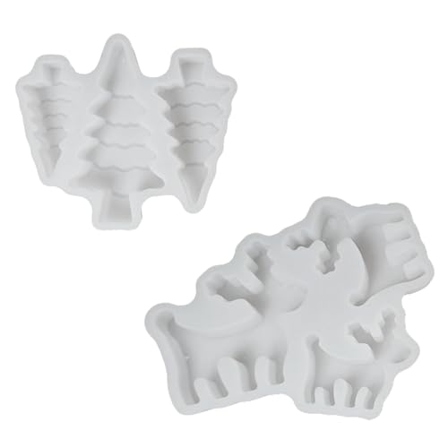 Silikonformen Gießformen Weihnachten, Silikonform Weihnachtsbaum Kombination Ornament, DIY Elchformen Silikon Gießform, Gipsformen zum Gießen, Weihnachtsdekoration (2 PCS) von ACAREY