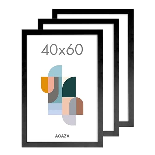 ACAZA Bilderrahmen 40x60cm 3er-Set - Mit Acrylglas, Rahmen für Bilder, Fotos und Poster, Wandmontage, Holz, Schwarz von ACAZA
