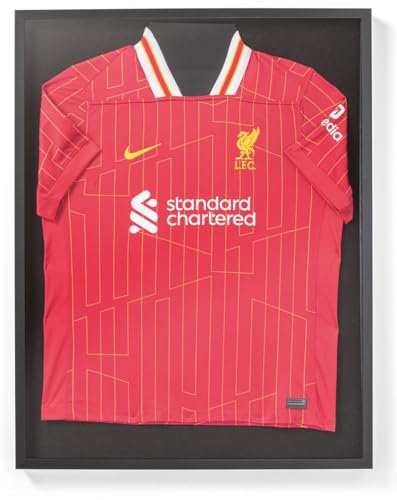 ACAZA Trikotrahmen 70 x 90cm XL Groß, 3D Bilderrahmen tief zum befüllen mit Fußball-, Eishockey-, Rugby-, NBA-Trikot, mit Aufhänger, Holz und Acrylglas, Schwarz von ACAZA