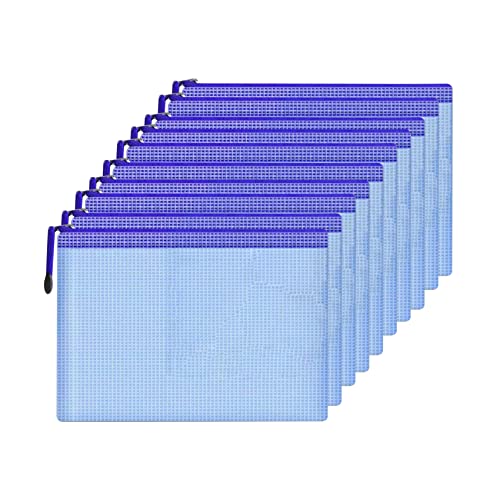 M-D-2B Netz-Dokumententasche, wasserdichte Reißverschlusstasche, A4-Größe mit Reißverschluss, für Haushalt, tägliche Aufbewahrung, Schule, Büro, M-D-2B (Blau, A4 (34,9 x 24,1 cm) von ACBSUSU