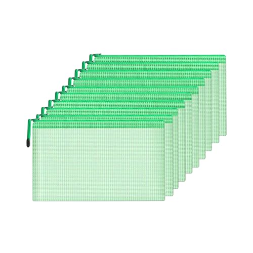 M-D-2B Netz-Dokumententaschen, wasserdichte Reißverschlusstasche, A4-Größe, mit Reißverschluss, für Haushalt, tägliche Aufbewahrung, Schule, Büro, M-D-2B (Grün, A6 (23,6 x 10,7 cm) von ACBSUSU