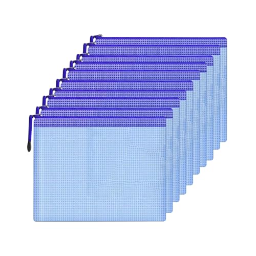 Netz-Dokumententasche, wasserdicht, A4-Größe, mit Reißverschluss, für Haushalt, tägliche Aufbewahrung, Schule, Büro, M-D-2B (Blau, B4 (39 x 29 cm) von ACBSUSU