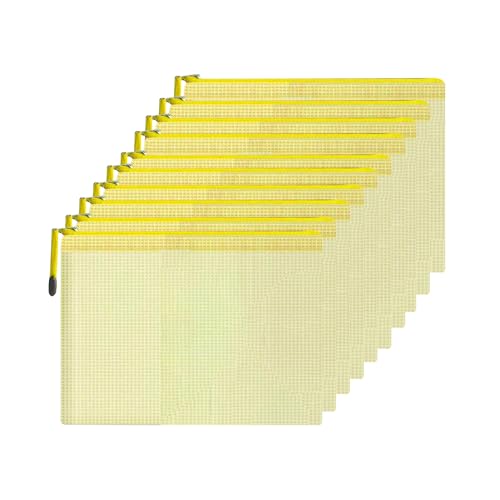 Netz-Dokumententasche, wasserdicht, A4-Größe, mit Reißverschluss, für Haushalt, tägliche Aufbewahrung, Schule, Büro, M-D-2B (Gelb, B4 (39 x 29 cm) von ACBSUSU