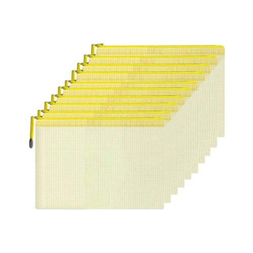 Netz-Dokumententasche, wasserdicht, A4-Größe, mit Reißverschluss, für Haushalt, tägliche Aufbewahrung, Schule, Büro, M-D-2B (Gelb, B5 (29 x 20 cm) von ACBSUSU